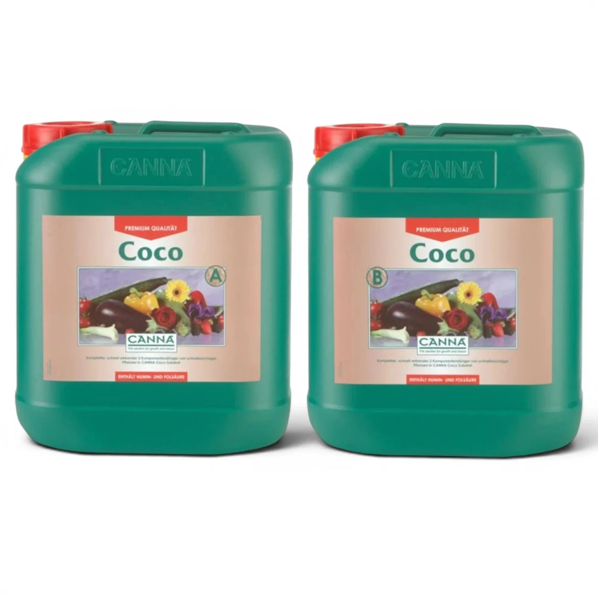 CANNA Coco A+B 5-Liter-Flaschen-Set vor weißem Hintergrund