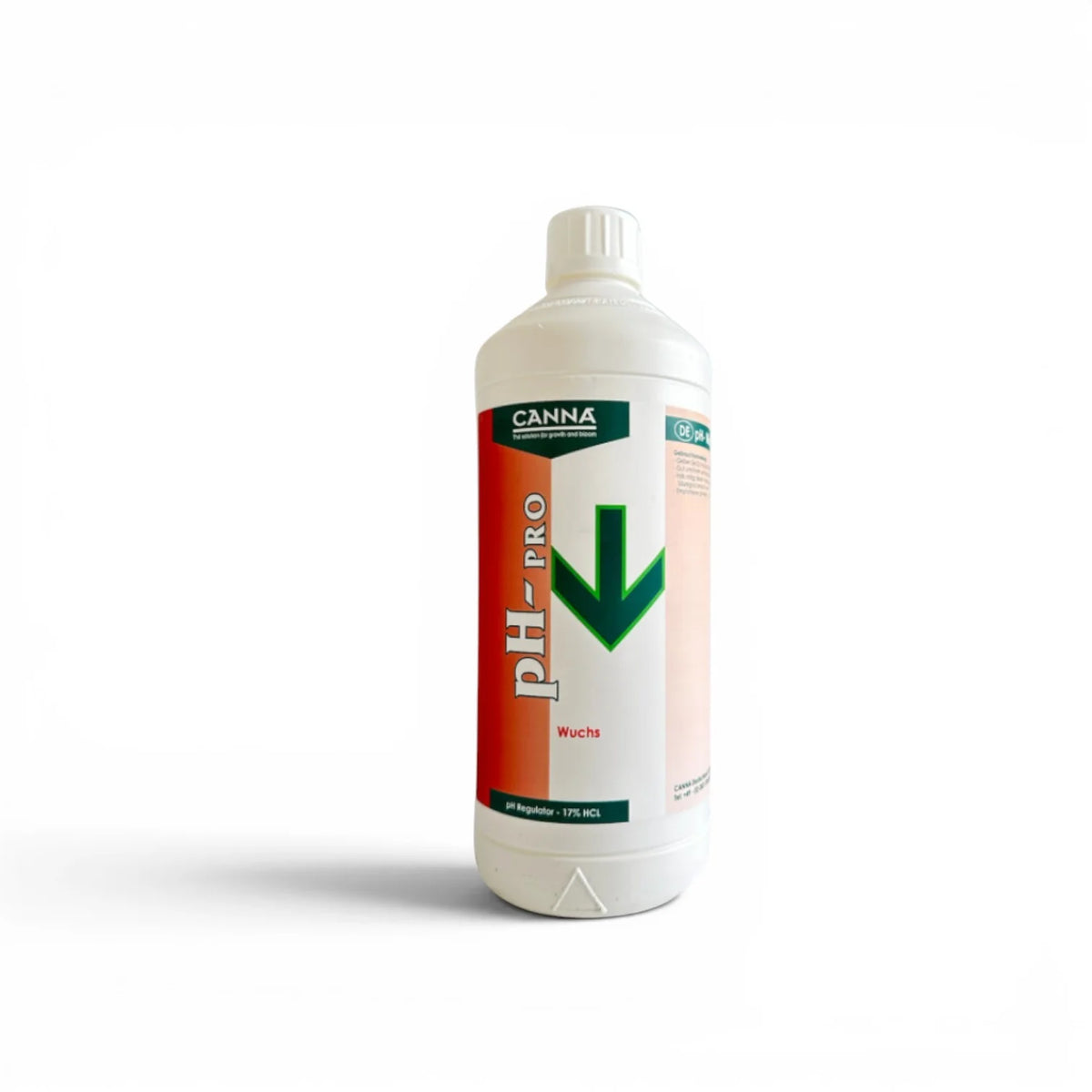 CANNA pH- Growth 17% Pro 1-Liter-Flasche vor weißem Hintergrund