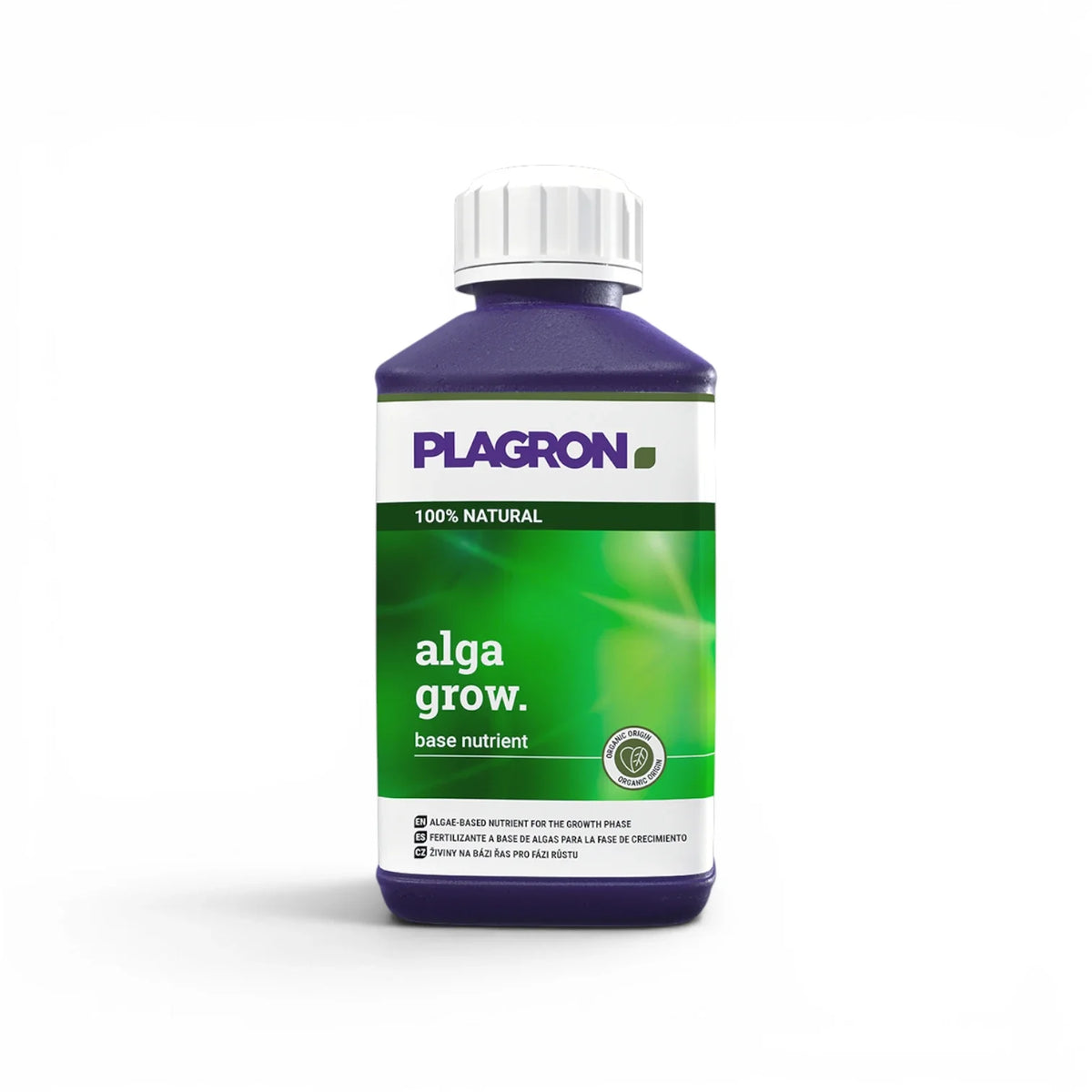 Plagron Alga Grow 250-ml-Flasche vor weißem Hintergrund