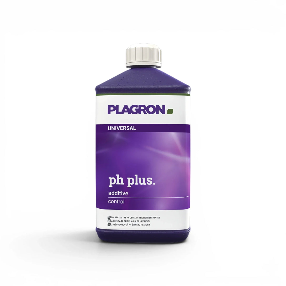 Plagron pH Plus 1 L bottle on a white background