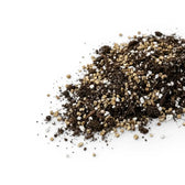 Close up of propagation soil mix on a white background 