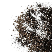 Spilled aucculent substrate mixon a white background