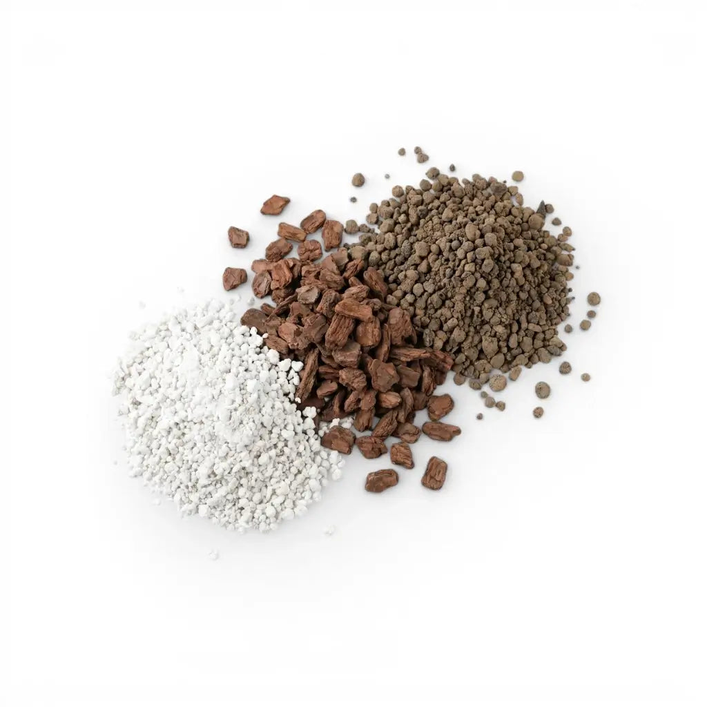Airflow and Drainage Substrate Set with perlite, pine bark and Lava Rock Granules