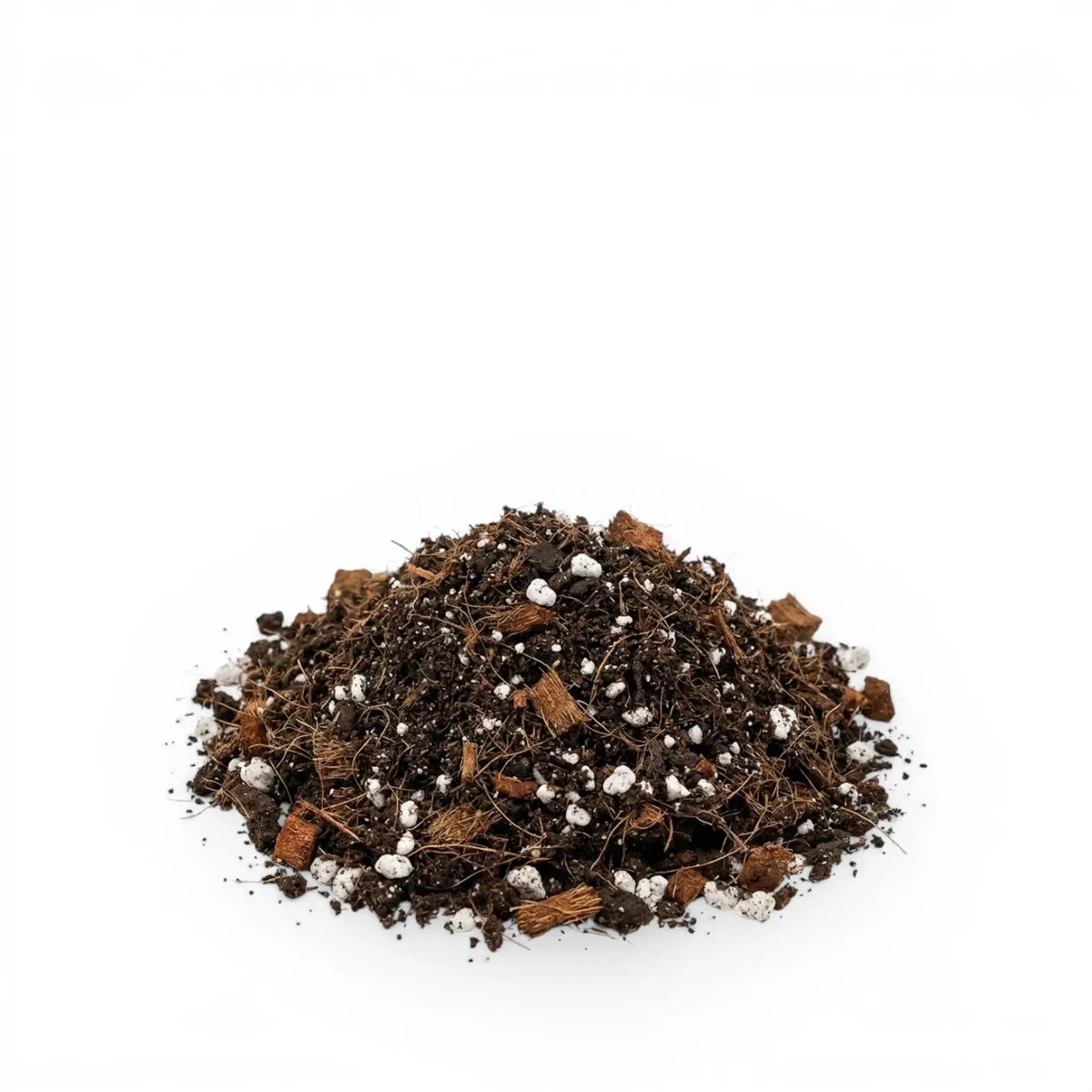 Heap of aroid potting mixor soil on a white background