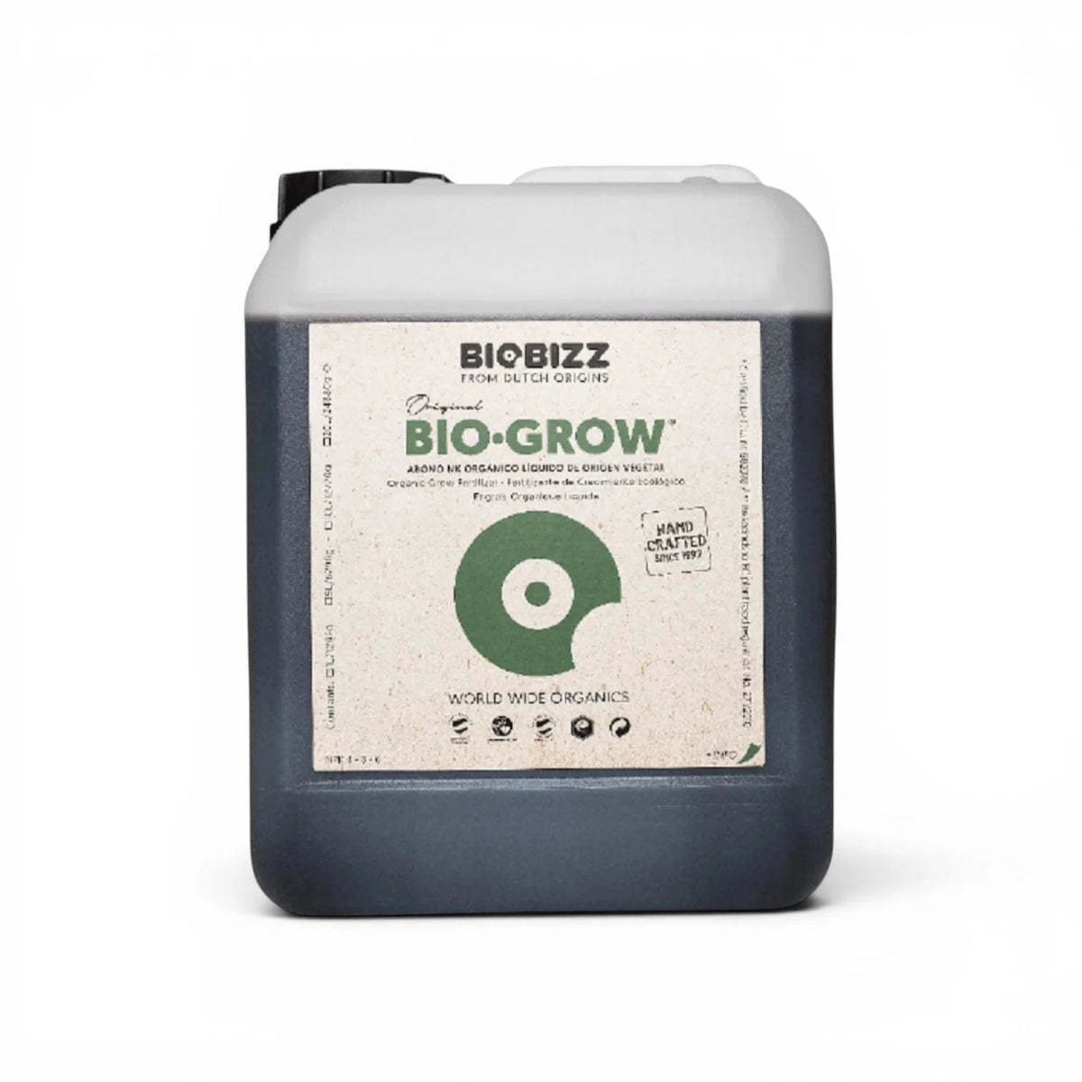 Biobizz Bio Grow 5 L bottle on a white background