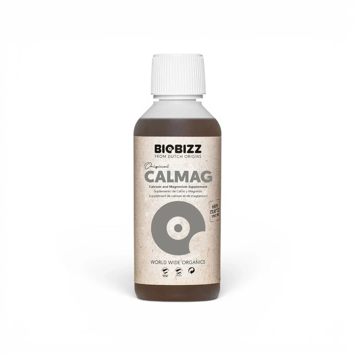 Biobizz Calmag 250-ml-Flasche vor weißem Hintergrund