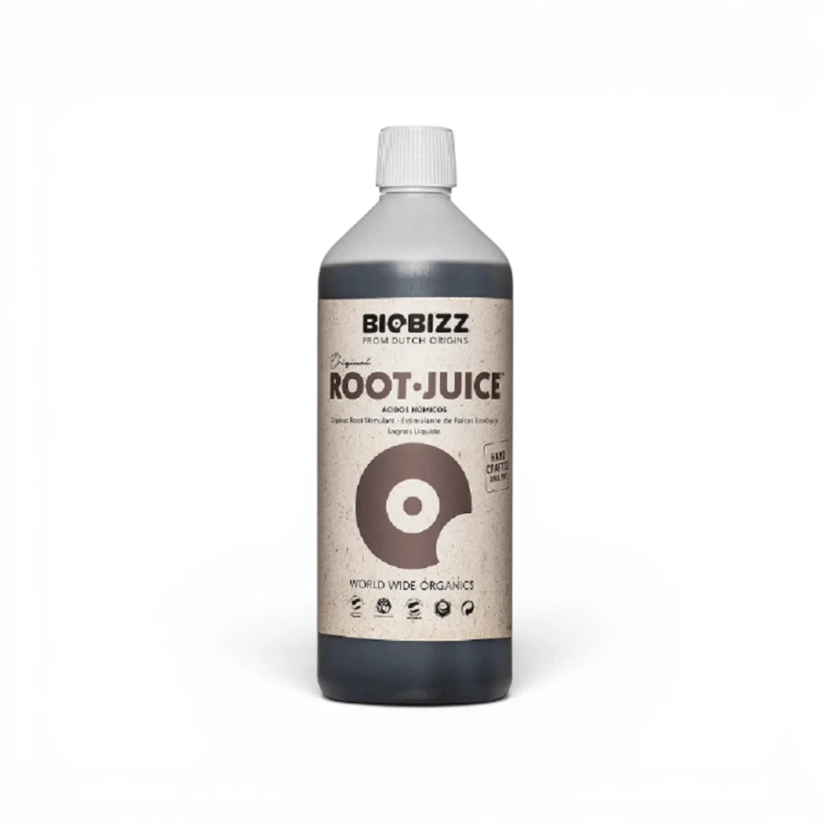 Biobizz Root Juice 1-Liter-Flasche vor weißem Hintergrund