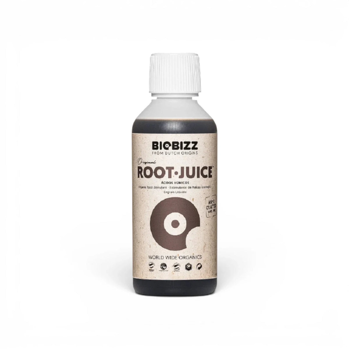 Biobizz Root Juice 250-ml-Flasche vor weißem Hintergrund