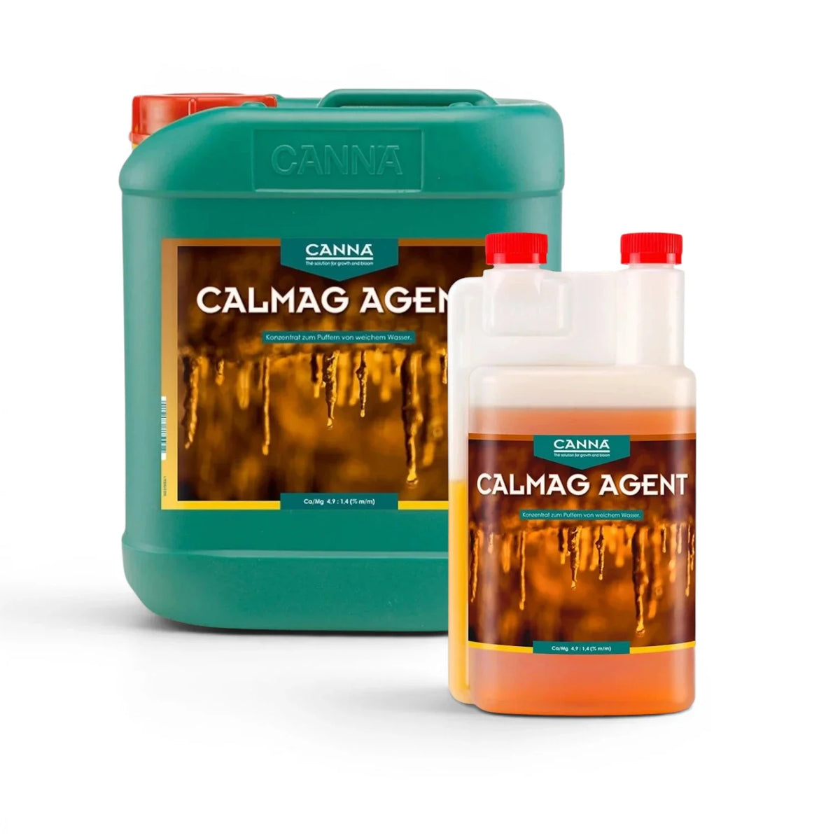 CANNA CalMag Agent in verschiedenen Flaschengrößen vor weißem Hintergrund
