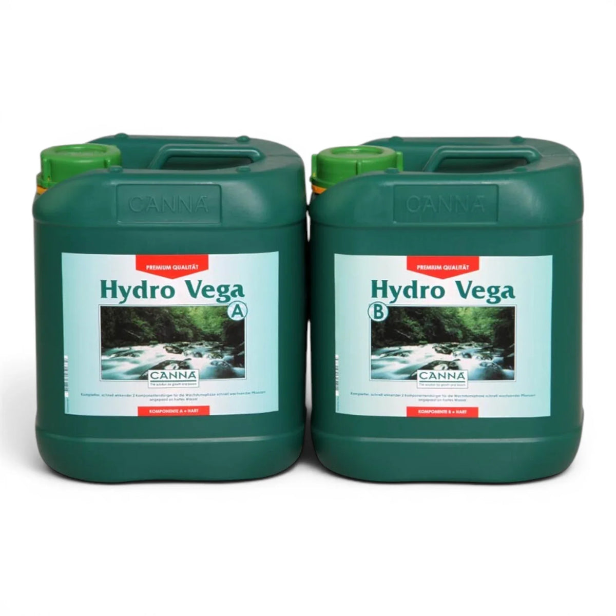 CANNA Hydro Vega A+B 10-Liter-Flaschen-Set vor weißem Hintergrund