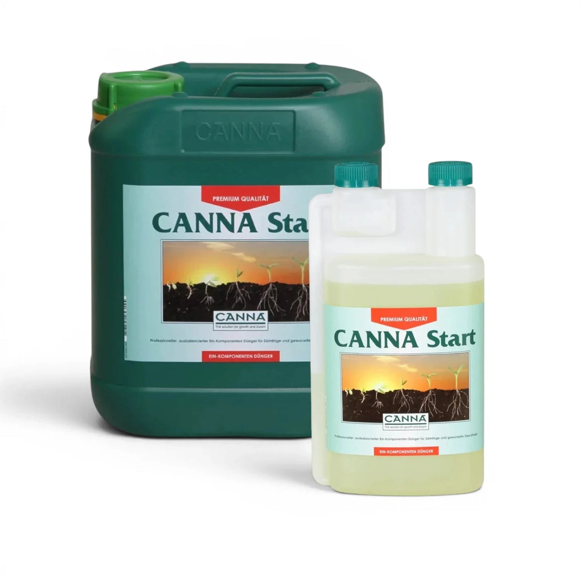 CANNA Start in verschiedenen Flaschengrößen vor weißem Hintergrund