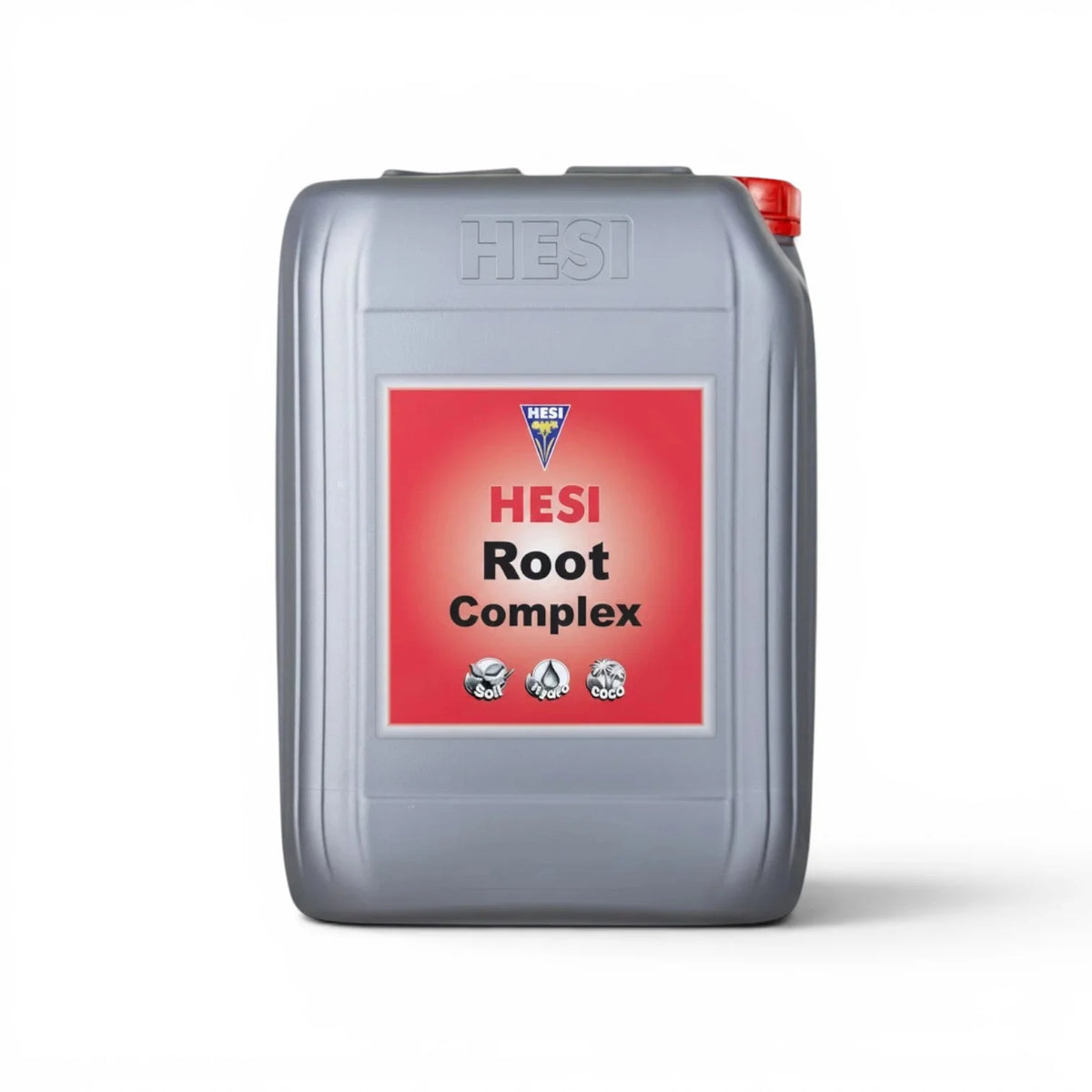 HESI Root Complex 20-Liter-Flasche vor weißem Hintergrund