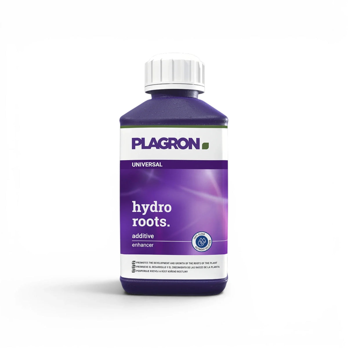 Plagron Hydro Roots 250-ml-Flasche vor weißem Hintergrund