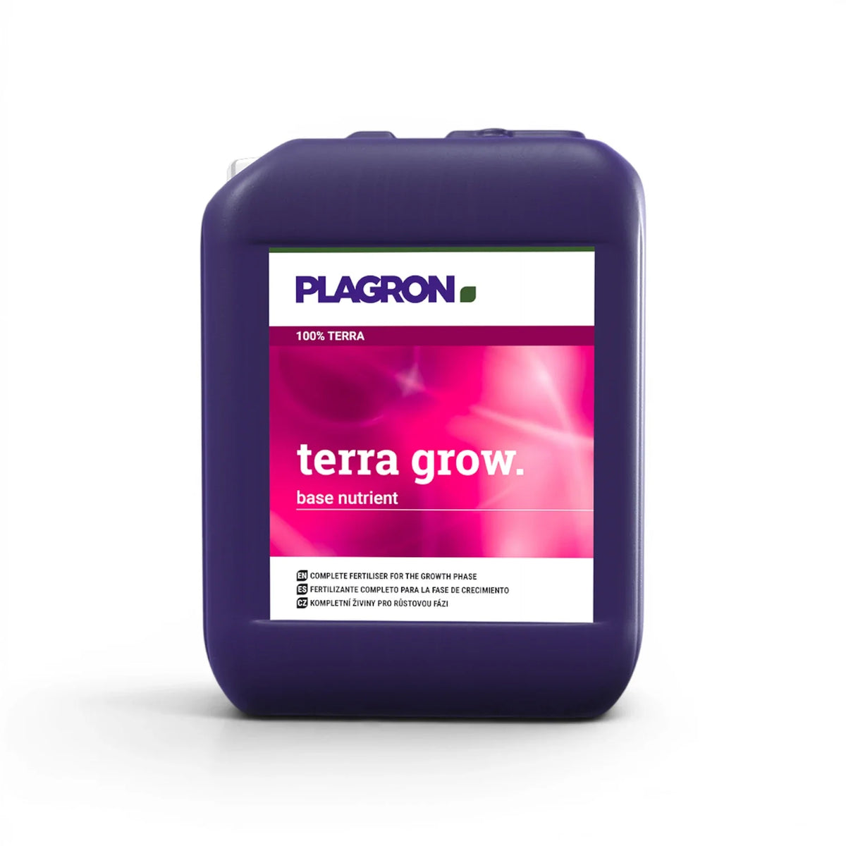 Plagron Terra Grow 20-Liter-Flasche vor weißem Hintergrund