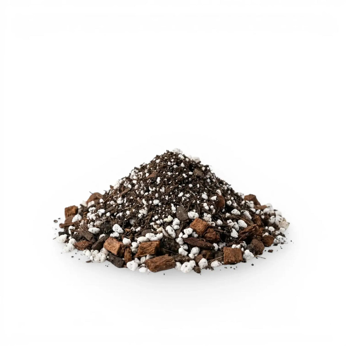 Pile of Ficus potting mix on a white background