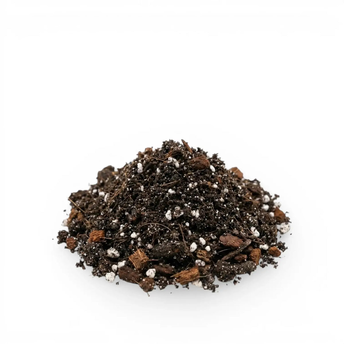 Heap of Ficus potting mix on a white background