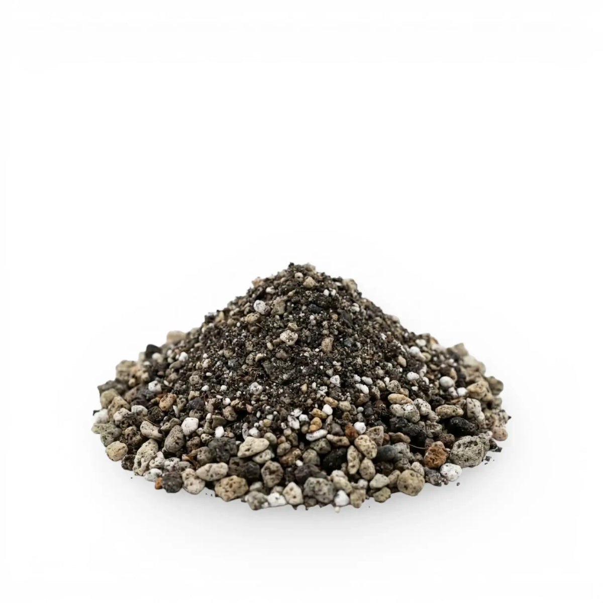 Heap of lithops potting mix  on a white background