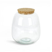 Clear glass jar Richmond with a cork lid on a white background