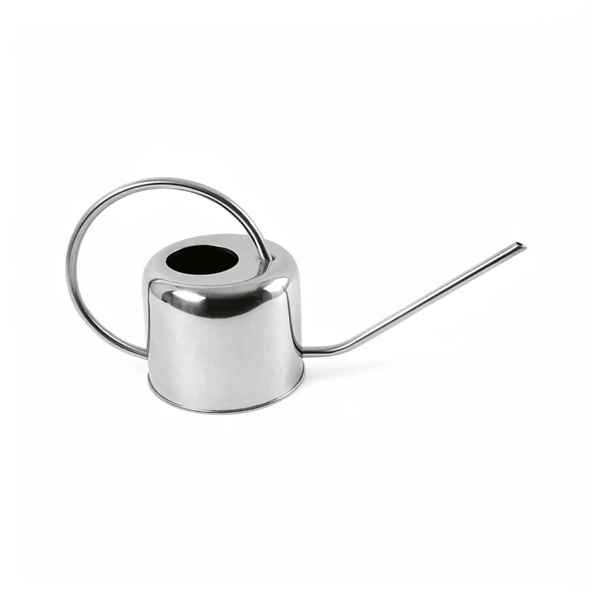 Steel watering can main product photo on white background.